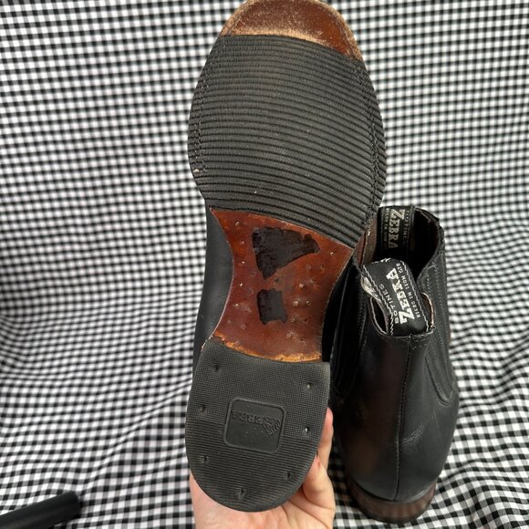 Zebra Men's Black Leather Square Toe Chelsea Cowboy Boots MX Size 29.5 / US 11 - Picture 5 of 7